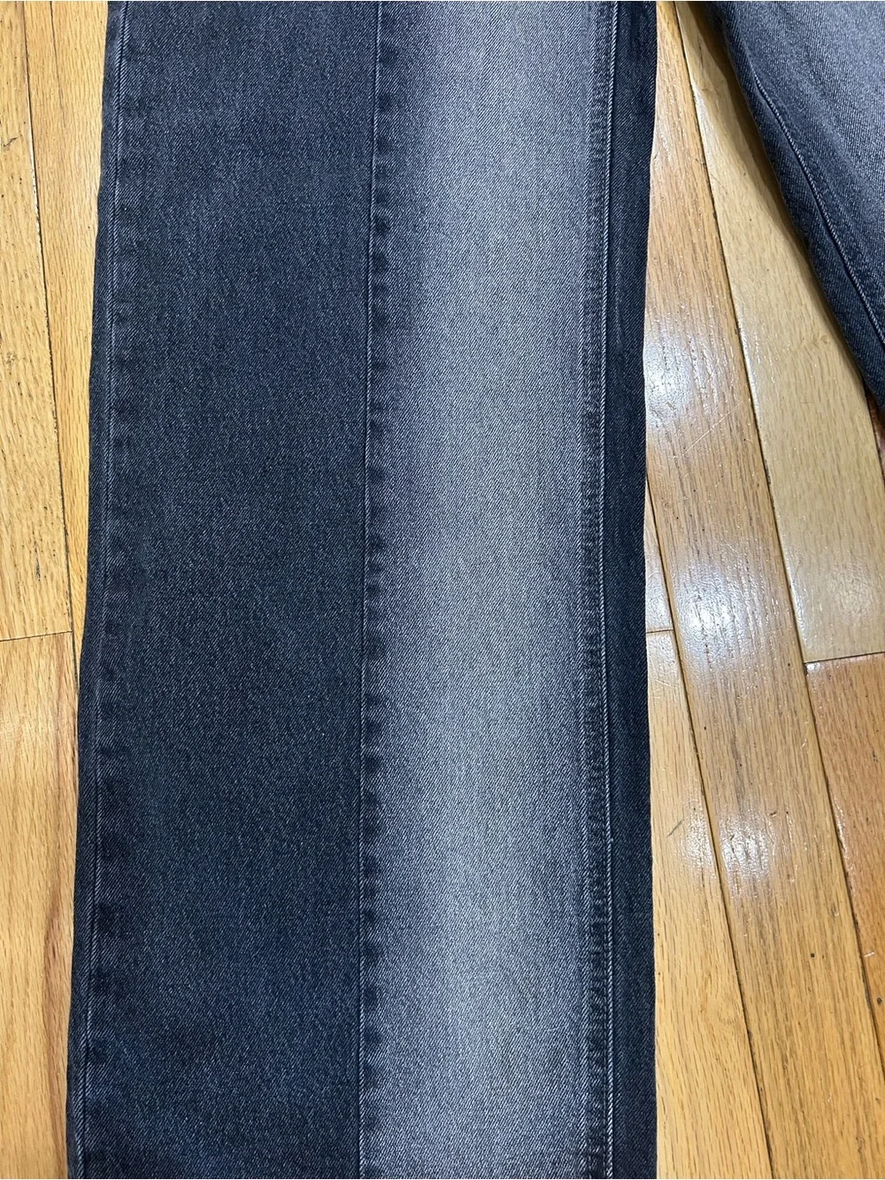 Old Navy Sky-Hi Wide Leg Jeans Two-Tone Colorblock Panel Faded Black Gray Size 8